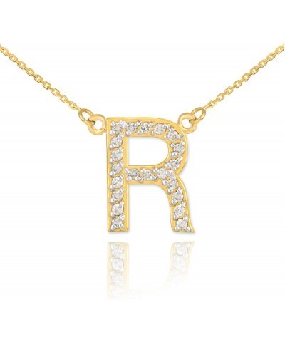 14K Yellow Gold Diamond Accented Personalized Initial Letter Pendant Necklace, 1/20-1/5 Cttw (J-K color, I1-I2 Clarity), Your...