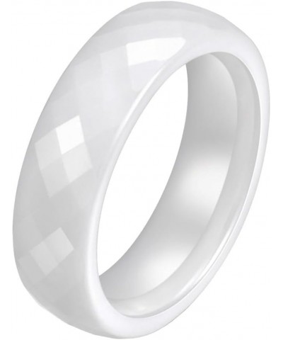 Unisex Ceramic Dainty 6mm Multi-Faceted Rhombic Cut Classic Plain Ring Comfort Fit Engagement Wedding Band White $8.25 Bracelets