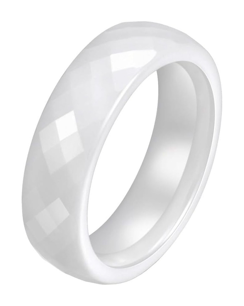 Unisex Ceramic Dainty 6mm Multi-Faceted Rhombic Cut Classic Plain Ring Comfort Fit Engagement Wedding Band White $8.25 Bracelets