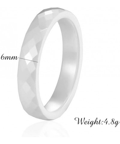 Unisex Ceramic Dainty 6mm Multi-Faceted Rhombic Cut Classic Plain Ring Comfort Fit Engagement Wedding Band White $8.25 Bracelets