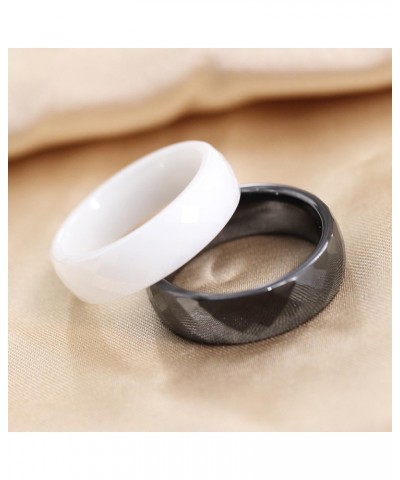 Unisex Ceramic Dainty 6mm Multi-Faceted Rhombic Cut Classic Plain Ring Comfort Fit Engagement Wedding Band White $8.25 Bracelets