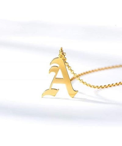 Old English Font Initial Letter Necklace Stainless Steel Alphabet Pendant Birthday Gift for Women R $11.26 Necklaces