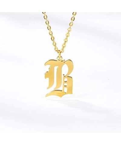 Old English Font Initial Letter Necklace Stainless Steel Alphabet Pendant Birthday Gift for Women R $11.26 Necklaces