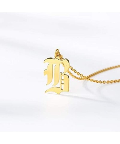 Old English Font Initial Letter Necklace Stainless Steel Alphabet Pendant Birthday Gift for Women R $11.26 Necklaces