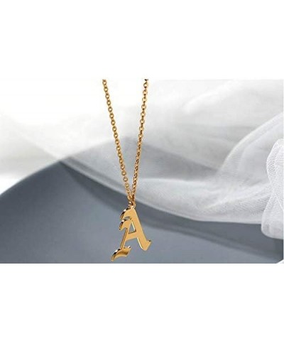 Old English Font Initial Letter Necklace Stainless Steel Alphabet Pendant Birthday Gift for Women R $11.26 Necklaces