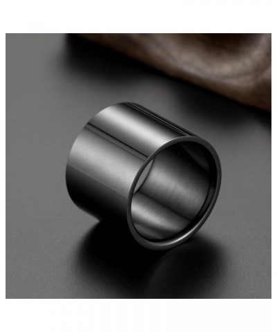 Men Women's Stainless Steel Wide Band Thumb Ring Pipe Cut Plain Flat Top Rings Comfort Fit Black 18mm, Polished $7.42 Rings