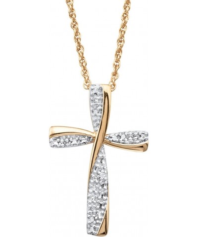 PalmBeach Yellow Gold-plated Sterling Silver Genuine Diamond Accent Cross Pendant (16mm) with 18 inch Chain $41.72 Necklaces