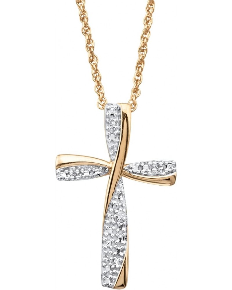 PalmBeach Yellow Gold-plated Sterling Silver Genuine Diamond Accent Cross Pendant (16mm) with 18 inch Chain $41.72 Necklaces