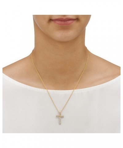 PalmBeach Yellow Gold-plated Sterling Silver Genuine Diamond Accent Cross Pendant (16mm) with 18 inch Chain $41.72 Necklaces