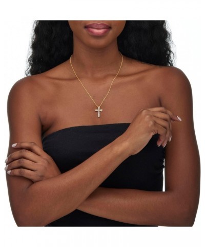 PalmBeach Yellow Gold-plated Sterling Silver Genuine Diamond Accent Cross Pendant (16mm) with 18 inch Chain $41.72 Necklaces