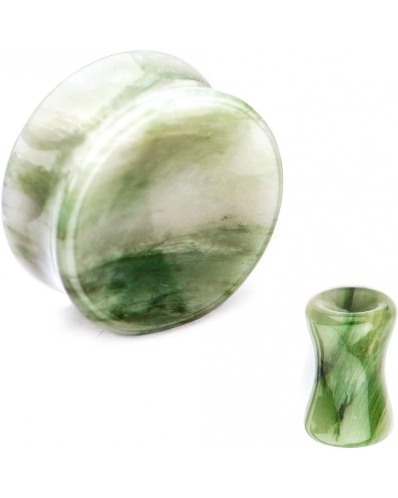 Double Flared Green Line Jasper Stone WildKlass Plugs 0g $11.99 Body Jewelry