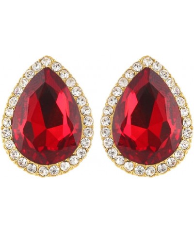 Women's Austrian Crystal Wedding Teardrop Stud Earrings Red Gold-Tone $9.68 Earrings