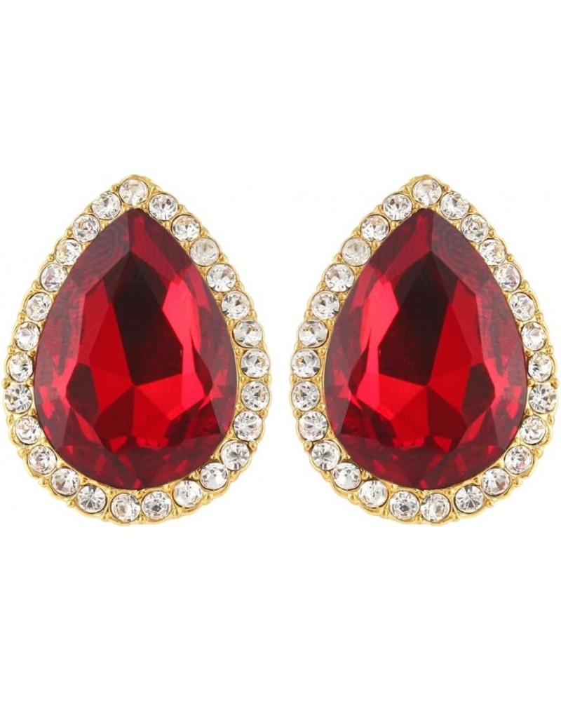 Women's Austrian Crystal Wedding Teardrop Stud Earrings Red Gold-Tone $9.68 Earrings