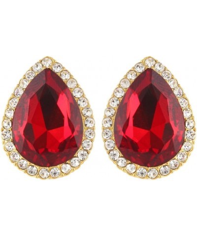 Women's Austrian Crystal Wedding Teardrop Stud Earrings Red Gold-Tone $9.68 Earrings