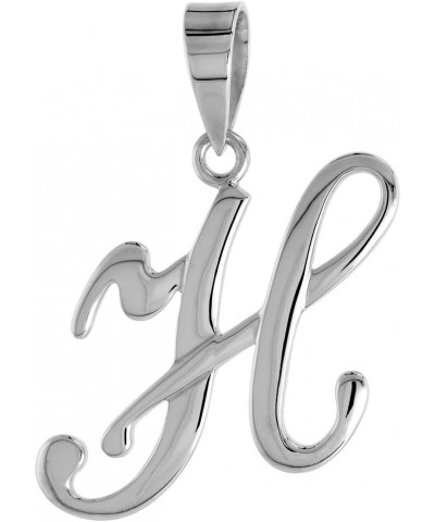 Sterling Silver Script Initial Letter A Alphabet Pendant Flawless Polish, 1 1/2 inch high Initial H $32.42 Pendants