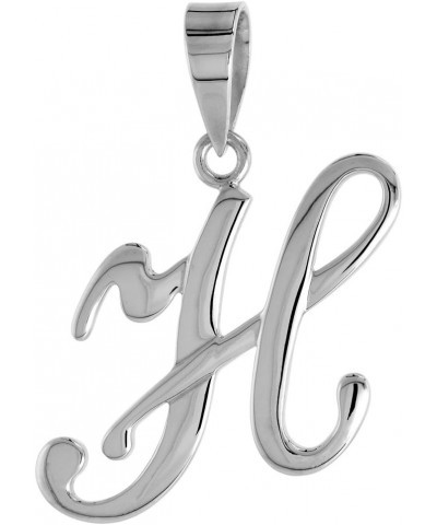 Sterling Silver Script Initial Letter A Alphabet Pendant Flawless Polish, 1 1/2 inch high Initial H $32.42 Pendants