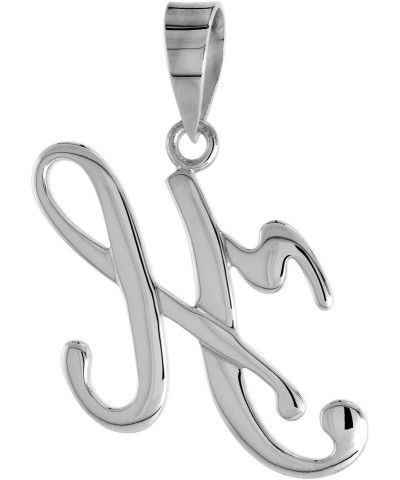 Sterling Silver Script Initial Letter A Alphabet Pendant Flawless Polish, 1 1/2 inch high Initial H $32.42 Pendants