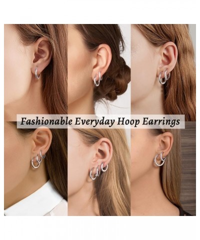 14K Gold Hoop Earrings for Women Girls with 925 Sterling Silver Post Hypoallergenic Lightweight 15mm/20mm Cubic Zirconia Hugg...