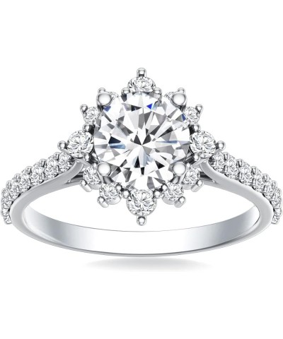 1.7 Carat (ctw) Round Cut Moissanite Bridal Sets Wedding Engagement Ring Sets for Women, White Gold Wedding Band Engagement R...