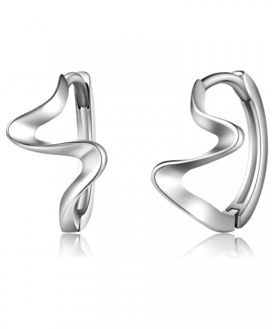 Wave Earrings 925 Sterling Silver Ocean Wave Hoop Earrings for Women Girls $10.63 Earrings