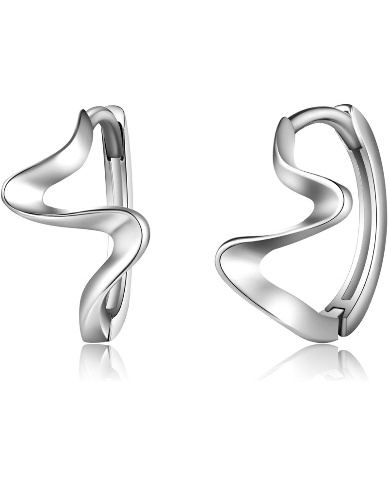 Wave Earrings 925 Sterling Silver Ocean Wave Hoop Earrings for Women Girls $10.63 Earrings