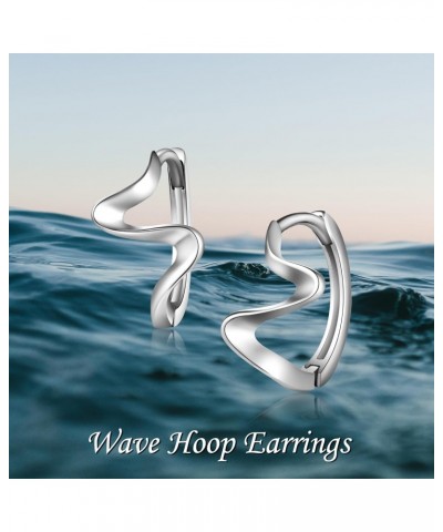 Wave Earrings 925 Sterling Silver Ocean Wave Hoop Earrings for Women Girls $10.63 Earrings