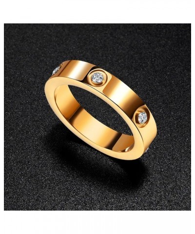 Love Friendship Ring Stainless Steel Love Ring with Cubic Zirconia Gold $8.84 Rings