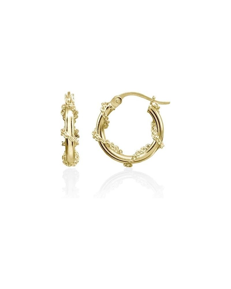 Sterling Silver Chain Wrap Click-Top Hoop Earrings, 15mm-30mm Gold Flashed - 15mm $13.56 Earrings