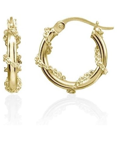 Sterling Silver Chain Wrap Click-Top Hoop Earrings, 15mm-30mm Gold Flashed - 15mm $13.56 Earrings