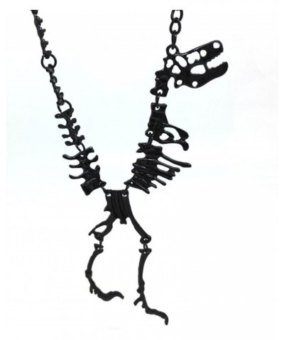 Gold Dinosaur Necklace Exaggerated T-Rex Skeleton Pendant Necklace Long Chain Y-Necklace for Woman and Teens Black $7.25 Neck...