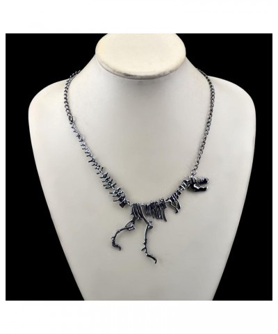 Gold Dinosaur Necklace Exaggerated T-Rex Skeleton Pendant Necklace Long Chain Y-Necklace for Woman and Teens Black $7.25 Neck...