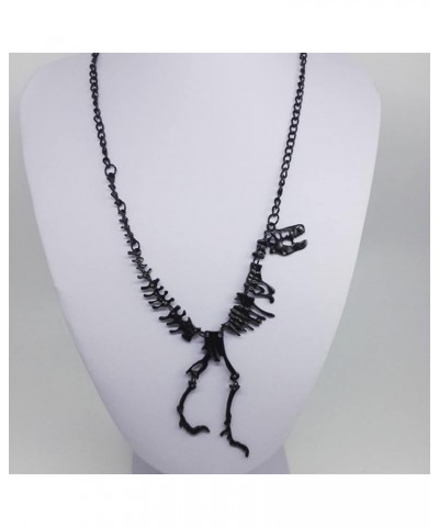 Gold Dinosaur Necklace Exaggerated T-Rex Skeleton Pendant Necklace Long Chain Y-Necklace for Woman and Teens Black $7.25 Neck...