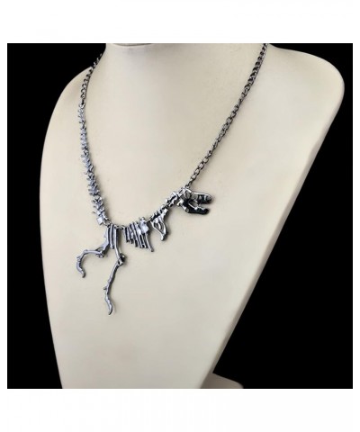 Gold Dinosaur Necklace Exaggerated T-Rex Skeleton Pendant Necklace Long Chain Y-Necklace for Woman and Teens Black $7.25 Neck...