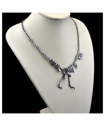 Gold Dinosaur Necklace Exaggerated T-Rex Skeleton Pendant Necklace Long Chain Y-Necklace for Woman and Teens Black $7.25 Neck...