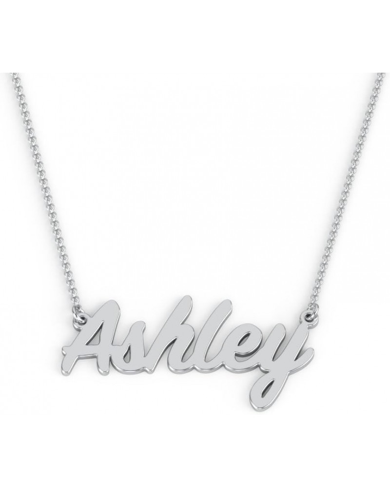 14K Personalized Name Necklace in Painter Font by JEWLR 16.0 Inches White Gold $61.20 Necklaces