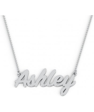 14K Personalized Name Necklace in Painter Font by JEWLR 16.0 Inches White Gold $61.20 Necklaces