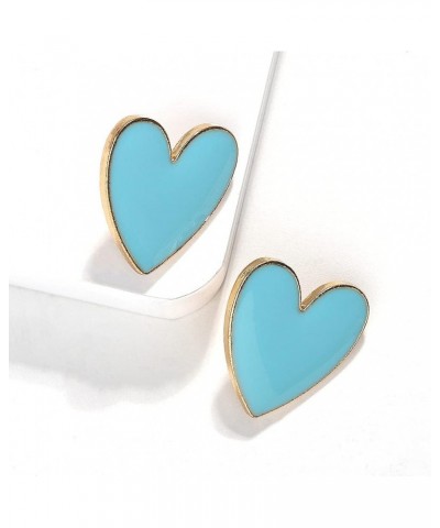 Heart Romance Enamel Big Statement Stud Earring Colorful Minimalism Geometric Jewelry Idea Gifts for Mom Lover Friends Women ...