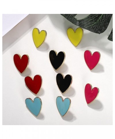 Heart Romance Enamel Big Statement Stud Earring Colorful Minimalism Geometric Jewelry Idea Gifts for Mom Lover Friends Women ...