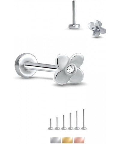 316L Surgical Steel Labret Monroe Nose Stud Flower Design Choose Your Size 18G 16G Steel-16G-9/32" Post $13.49 Body Jewelry