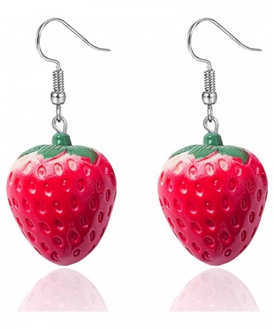 Red Strawberry Earrings Funny Sweet 3D Strawberry Drop Dangle Earring,Resin Simulated Strawberry Earrings Lightweight Acrylic...