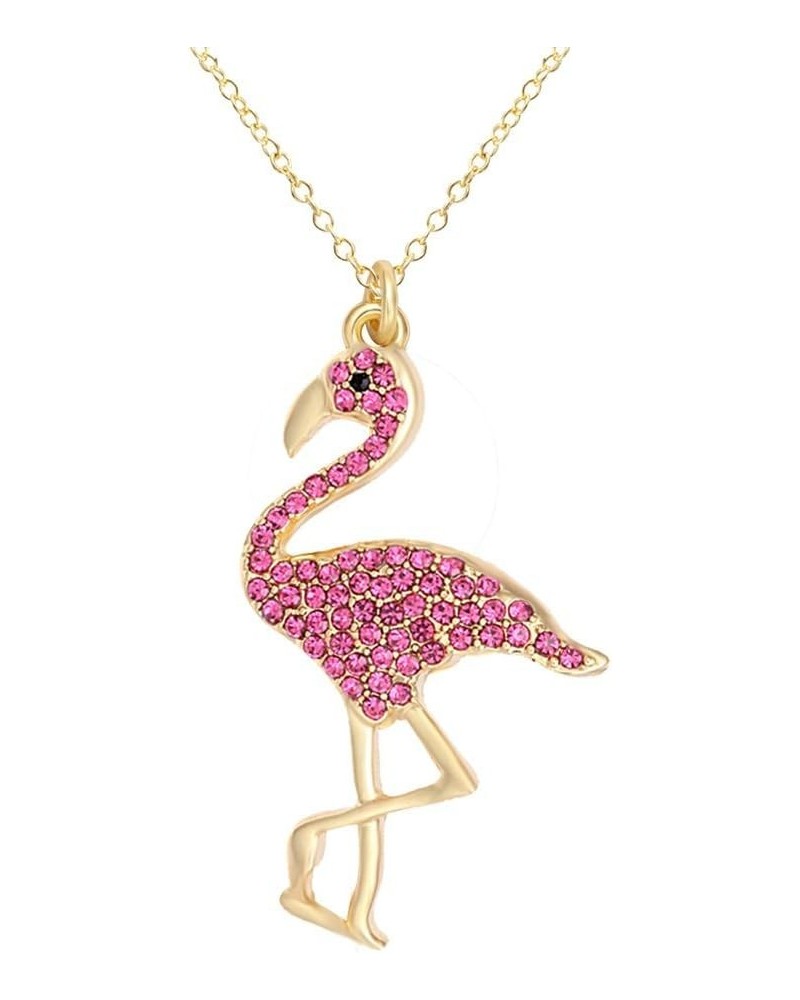 Full Rhinestone Flamingo Bird Pendant Necklace for Women 18 1 Pcs pack gold crystal style $7.50 Necklaces