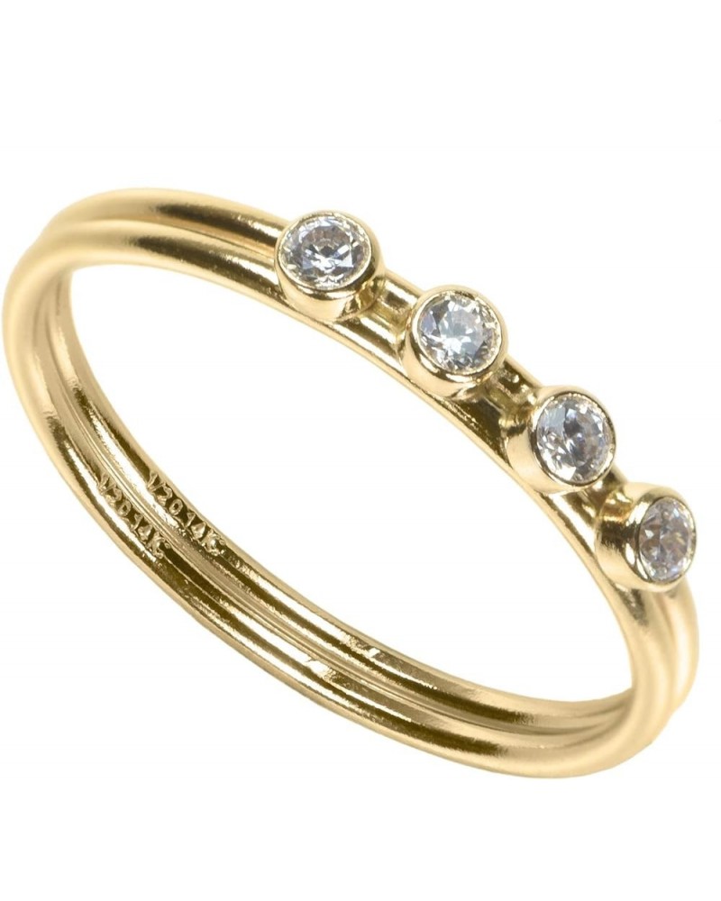 White 2mm Multiple CZ Stacking Rings Assorted Sizes Yellow 4CZ $10.45 Rings