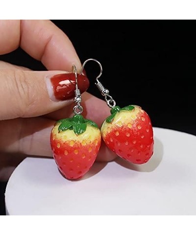 Red Strawberry Earrings Funny Sweet 3D Strawberry Drop Dangle Earring,Resin Simulated Strawberry Earrings Lightweight Acrylic...