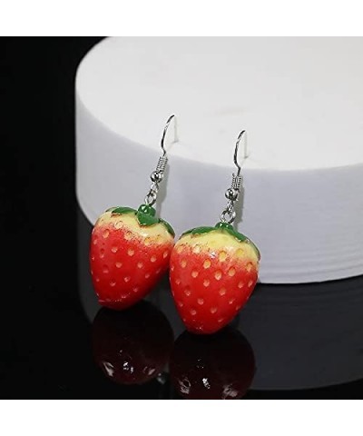 Red Strawberry Earrings Funny Sweet 3D Strawberry Drop Dangle Earring,Resin Simulated Strawberry Earrings Lightweight Acrylic...