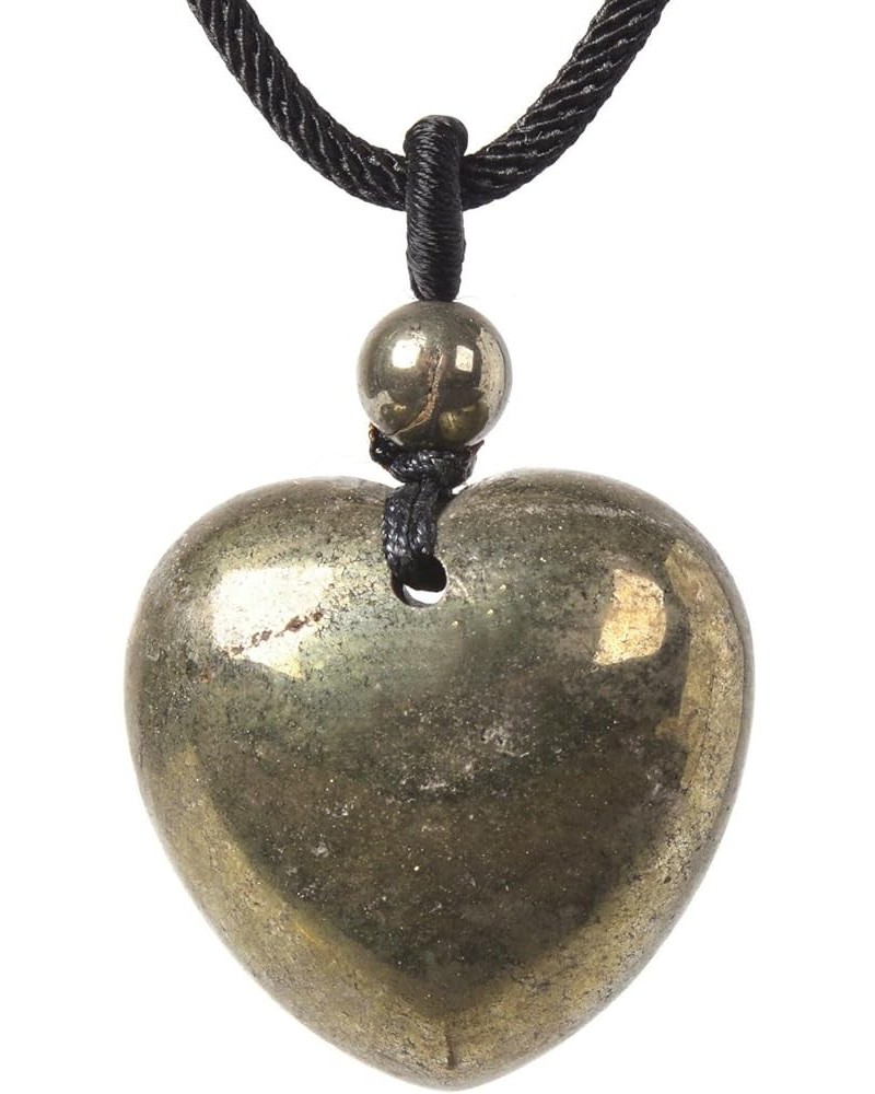 25mm Gemstone carved heart pendant necklace 22 Pyrite $8.54 Necklaces