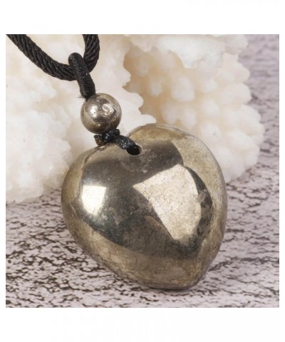 25mm Gemstone carved heart pendant necklace 22 Pyrite $8.54 Necklaces