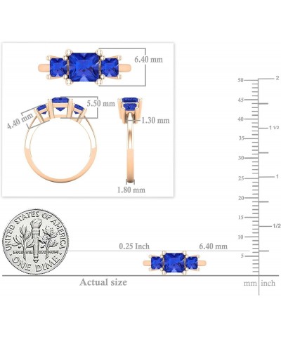 Ladies Bridal 3 Stone Engagement Ring, Available in Various Princess Lab Created Gemstones & Metal in 10K/14K/18K Gold & 925 ...