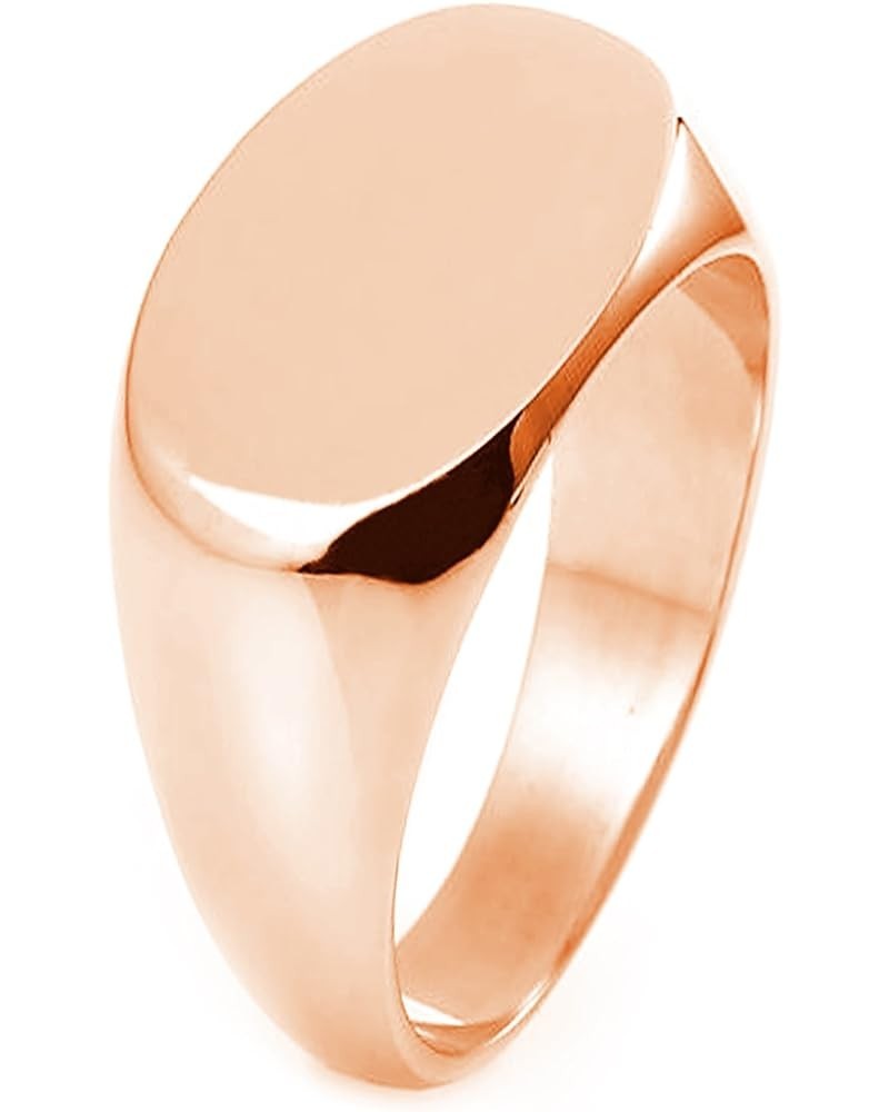 925 Sterling Silver Signet Oval Flat Top High Polished Ring | Blank Or Initial Personalization Rose $11.02 Rings