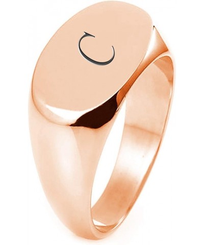 925 Sterling Silver Signet Oval Flat Top High Polished Ring | Blank Or Initial Personalization Rose $11.02 Rings