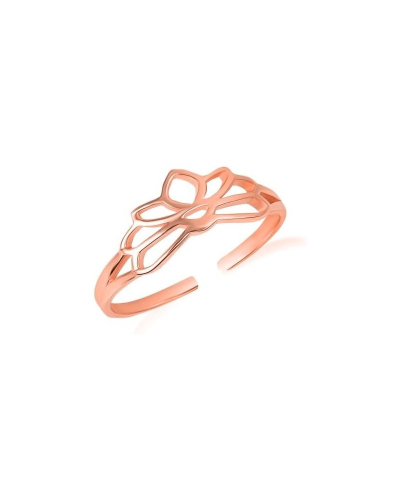 10K Yellow, White, or Rose Gold 1.7mm Lotus Flower Adjustable Toe Ring for Ladies - Choice of Metal 10K Rose Gold $45.89 Body...